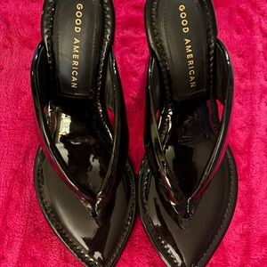 Good American Glossy Black Heels
